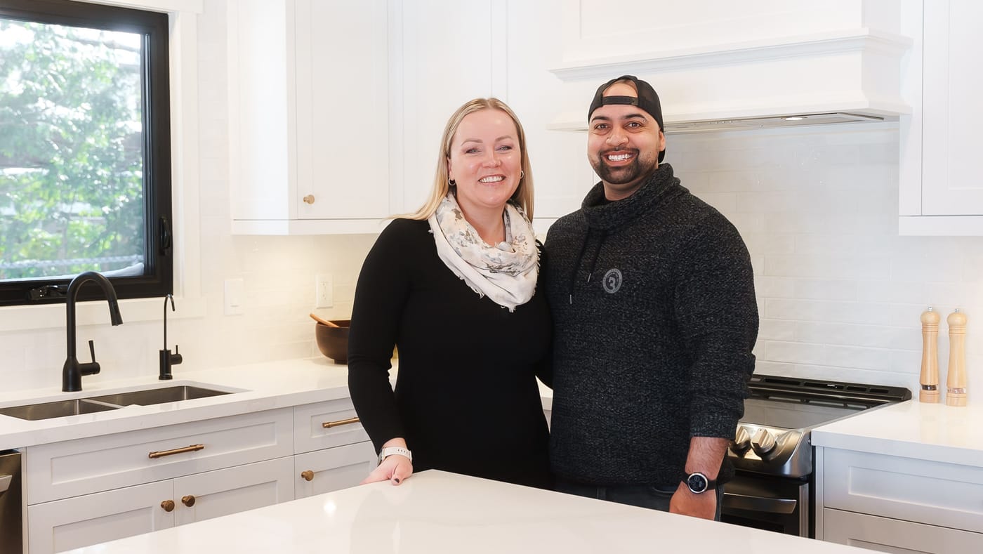 Homeowners in their finished AC Custom kitchen